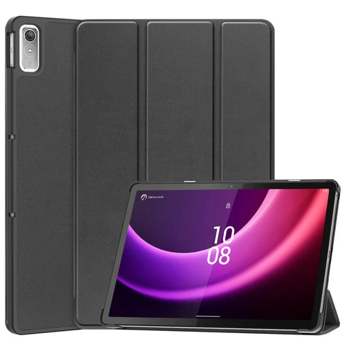 For Lenovo Tab P11 Gen 2 PU Leather Tri-fold Stand Tablet Shockproof Case Auto Wake / Sleep Full Protection Cover - Black - 1