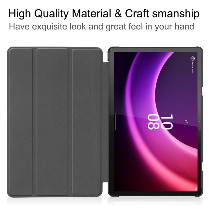 For Lenovo Tab P11 Gen 2 PU Leather Tri-fold Stand Tablet Shockproof Case Auto Wake / Sleep Full Protection Cover - Black - 2