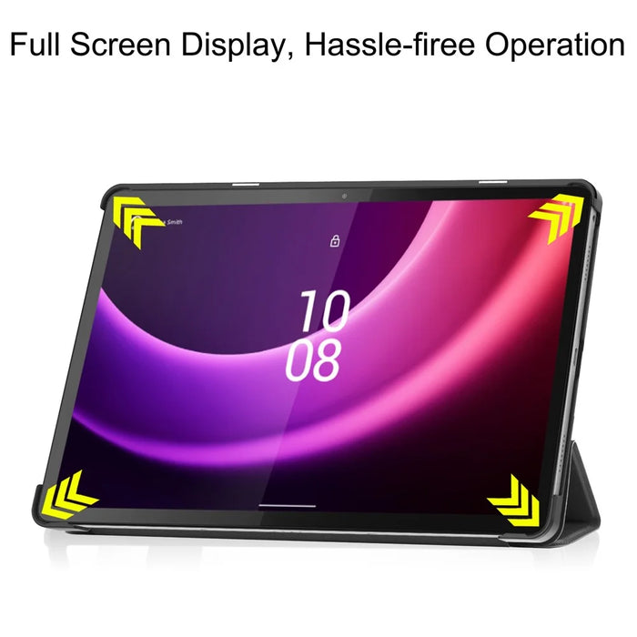 For Lenovo Tab P11 Gen 2 PU Leather Tri-fold Stand Tablet Shockproof Case Auto Wake / Sleep Full Protection Cover - Black - 3