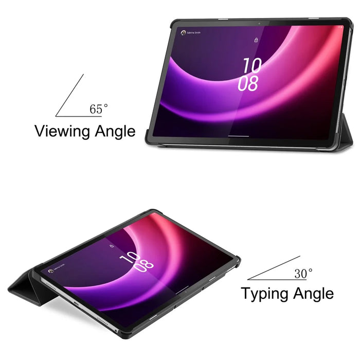 For Lenovo Tab P11 Gen 2 PU Leather Tri-fold Stand Tablet Shockproof Case Auto Wake / Sleep Full Protection Cover - Black - 5