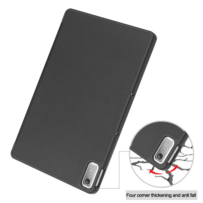 For Lenovo Tab P11 Gen 2 PU Leather Tri-fold Stand Tablet Shockproof Case Auto Wake / Sleep Full Protection Cover - Black - 7