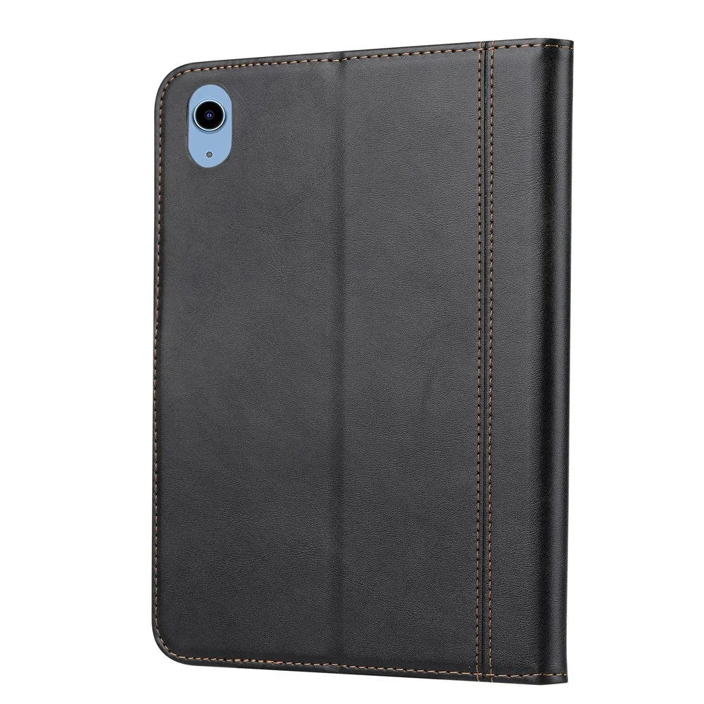 For iPad (2025) / 10.9 (2022) Outer Card Slot Design PU Leather Tablet Case Magnetic Clasp Wallet Stand Anti-Scratch Cover with Pen Slot - Black - 5