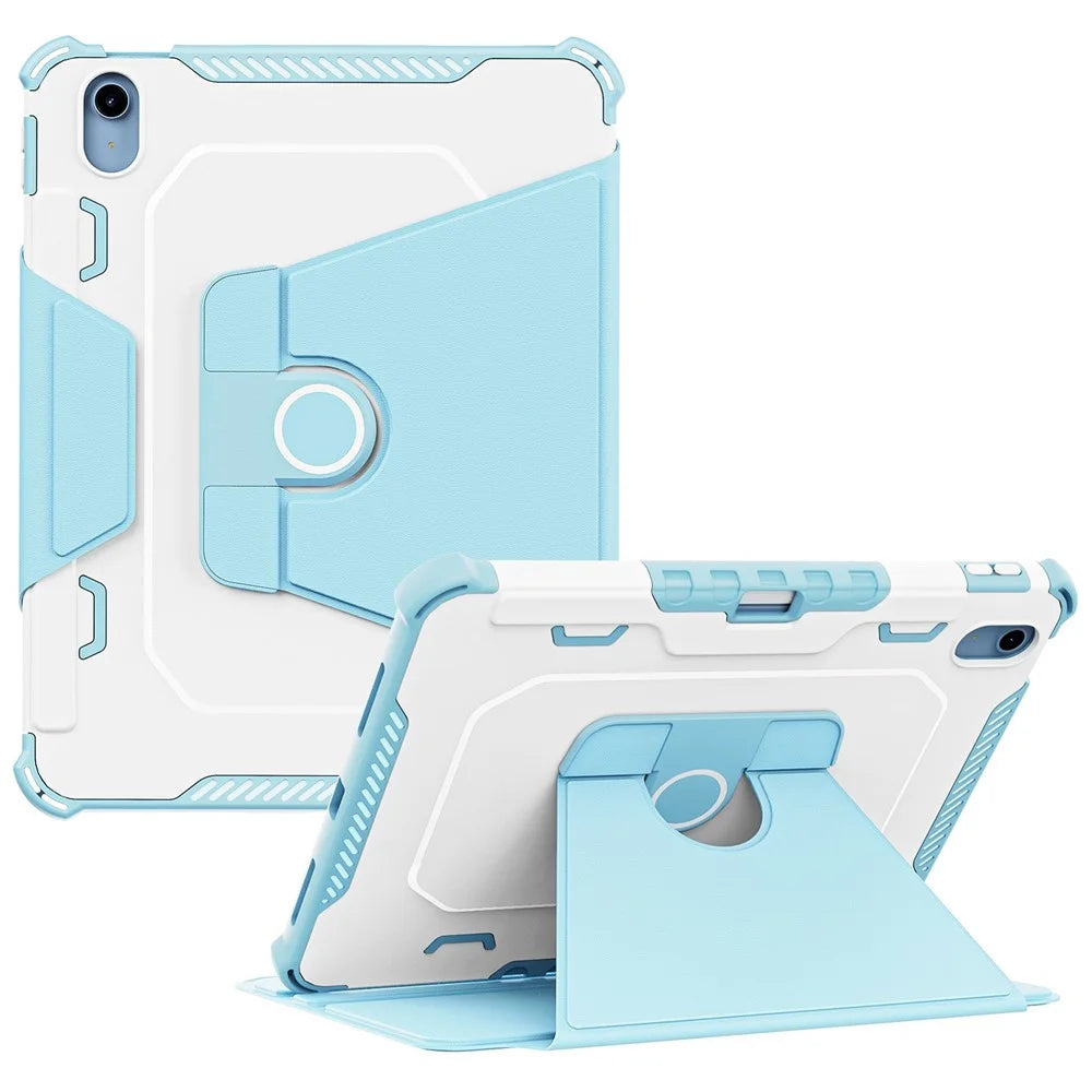 360-Degree Rotation Armor Leather Tablet Cover for iPad (2025) / 10.9 (2022) Auto Wake / Sleep Rotary Stand Anti-Drop Protective Case - Blue - 1
