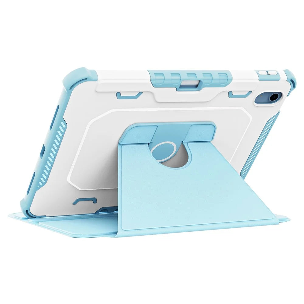 360-Degree Rotation Armor Leather Tablet Cover for iPad (2025) / 10.9 (2022) Auto Wake / Sleep Rotary Stand Anti-Drop Protective Case - Blue - 2