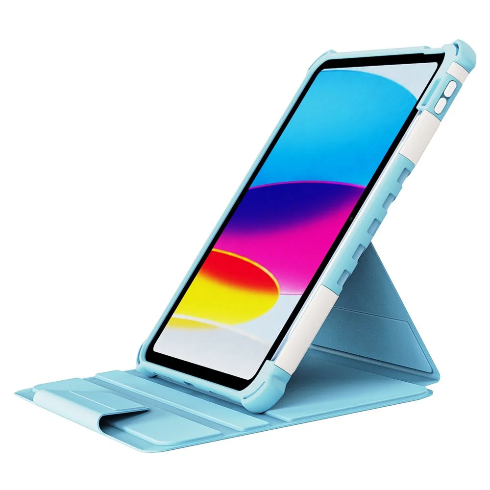 360-Degree Rotation Armor Leather Tablet Cover for iPad (2025) / 10.9 (2022) Auto Wake / Sleep Rotary Stand Anti-Drop Protective Case - Blue - 4