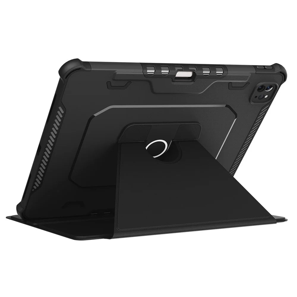 For iPad Pro 12.9 (2022) / (2021) / (2020) 360-Degree Rotation Armor Leather Tablet Cover Auto Wake / Sleep Anti-drop Anti-scratch Stand Case - Black - 2