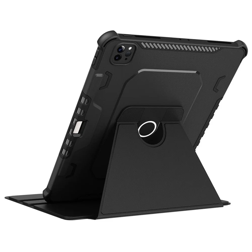 For iPad Pro 12.9 (2022) / (2021) / (2020) 360-Degree Rotation Armor Leather Tablet Cover Auto Wake / Sleep Anti-drop Anti-scratch Stand Case - Black - 3