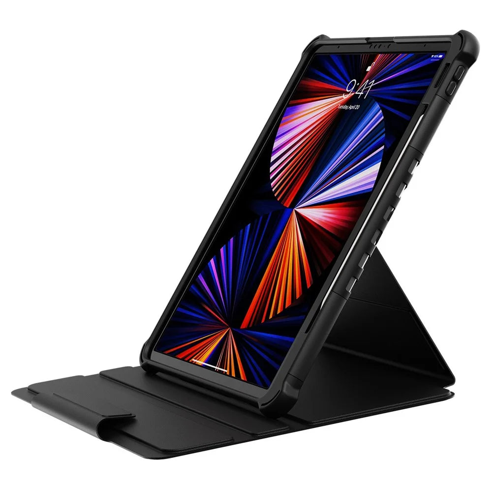 For iPad Pro 12.9 (2022) / (2021) / (2020) 360-Degree Rotation Armor Leather Tablet Cover Auto Wake / Sleep Anti-drop Anti-scratch Stand Case - Black - 5
