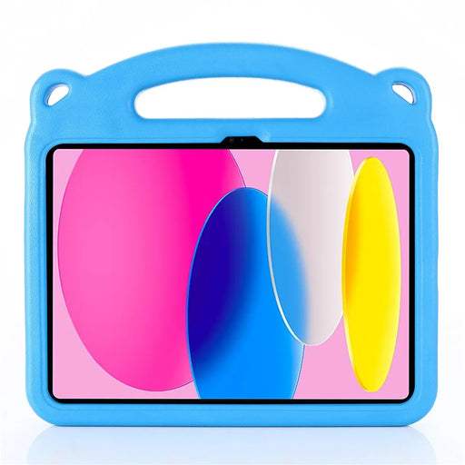 For iPad (2025) / 10.9 (2022) Cartoon Panda EVA Tablet Case Kickstand Hand Grip Shock-Absorbing Protective Cover - Blue - 2