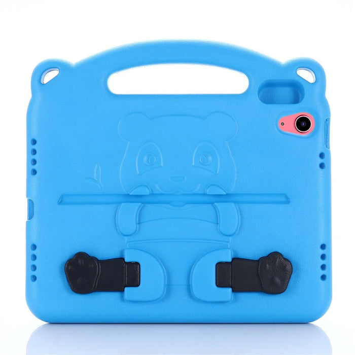 For iPad (2025) / 10.9 (2022) Cartoon Panda EVA Tablet Case Kickstand Hand Grip Shock-Absorbing Protective Cover - Blue - 3