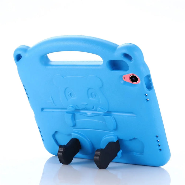 For iPad (2025) / 10.9 (2022) Cartoon Panda EVA Tablet Case Kickstand Hand Grip Shock-Absorbing Protective Cover - Blue - 4