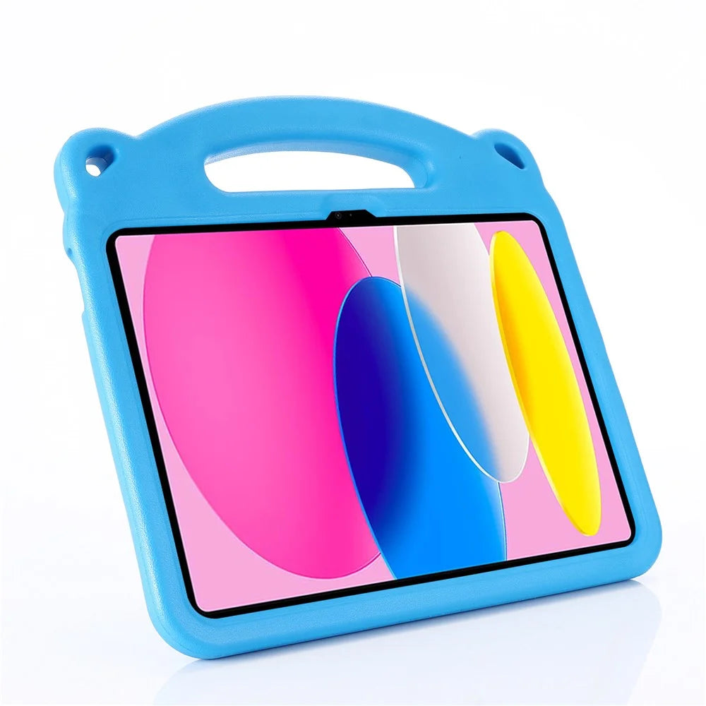 For iPad (2025) / 10.9 (2022) Cartoon Panda EVA Tablet Case Kickstand Hand Grip Shock-Absorbing Protective Cover - Blue - 5