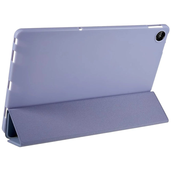 For Lenovo Tab M10 Plus (3rd Gen) / Xiaoxin Pad 2022 10.6 inch Three-fold Stand PU Leather Cover Full Protection Soft Silicone Tablet Case - Purple - 3