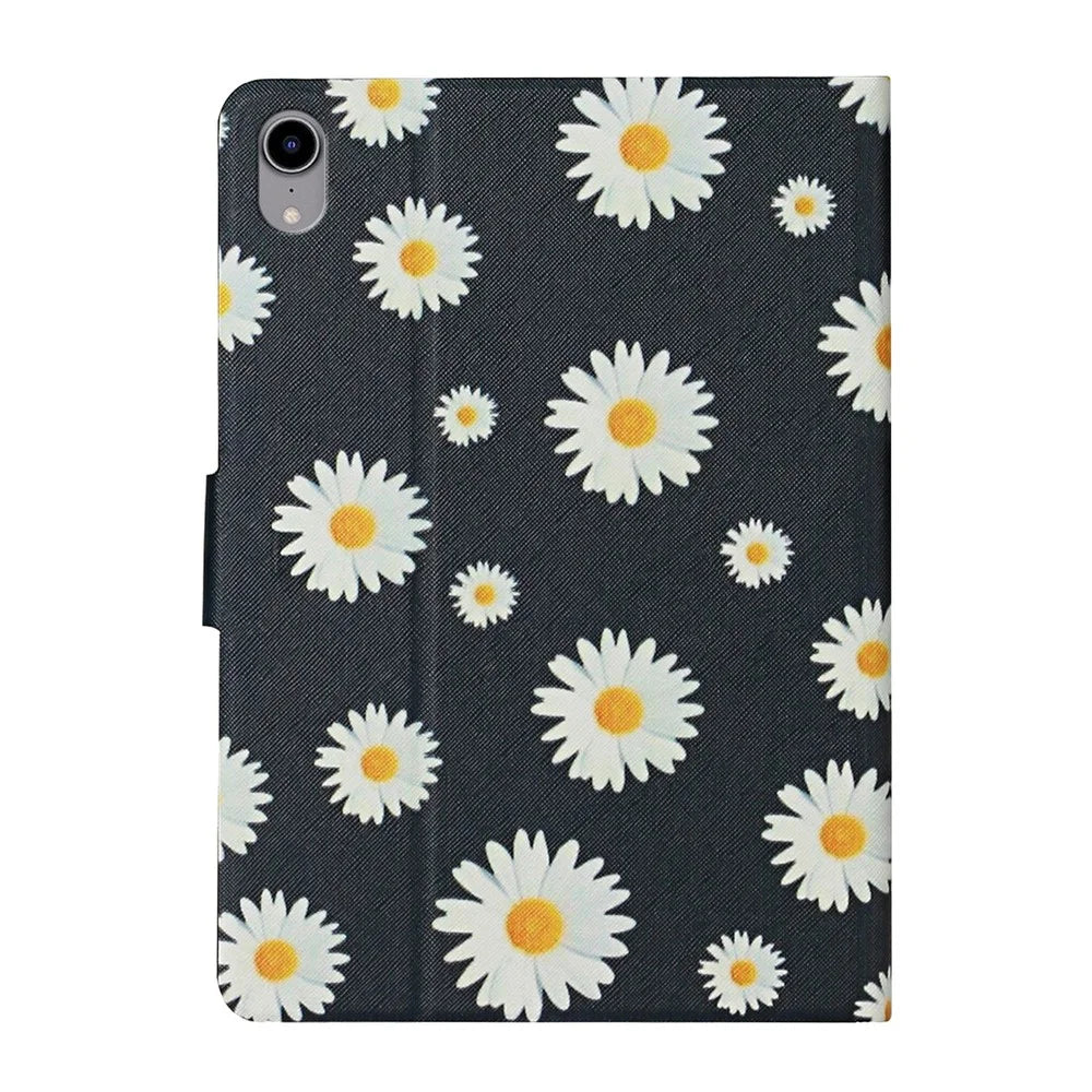 For iPad (2025) / 10.9 (2022) Stand Card Holder Pattern Printing Tablet Cover PU Leather Auto Wake / Sleep Anti-Drop Case - Daisy - 6