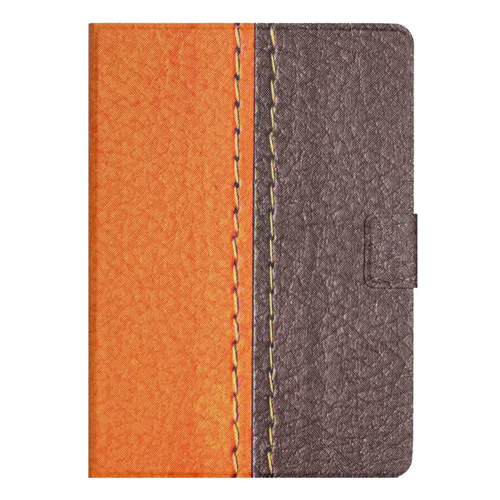 For iPad (2025) / 10.9 (2022) PU Leather Bi-Color Splicing Tablet Case Folding Stand Cover with Card Holder - Orange - 4