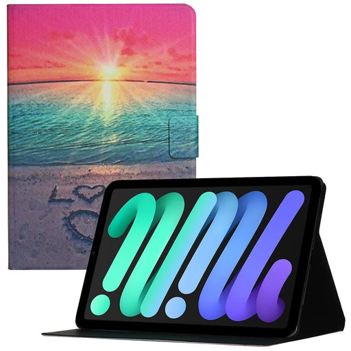 For iPad (2025) / 10.9 (2022) Pattern Printing PU Leather Tablet Case Card Holder Stand Anti-Scratch Cover with Auto Wake  /  Sleep Function - Sunrise - 1