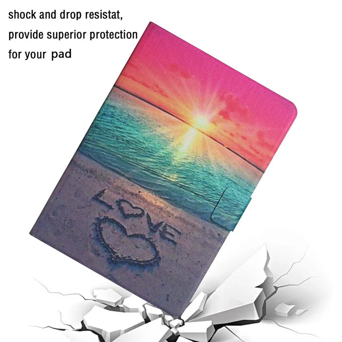 For iPad (2025) / 10.9 (2022) Pattern Printing PU Leather Tablet Case Card Holder Stand Anti-Scratch Cover with Auto Wake  /  Sleep Function - Sunrise - 7