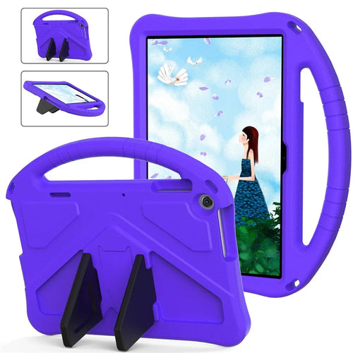 For Lenovo Tab M10 (Gen 3) TB-328FU / TB-328XU Tablet Case EVA Rugged Shockproof Tablet Cover Convertible Handle Kickstand - Purple - 1