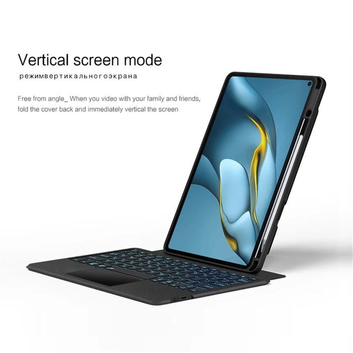 For Huawei MatePad Pro 10.8 (2019) / (2021) Leather Case + Bluetooth-compatible Keyboard with Backlight Trackpad - 7