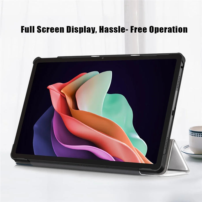 For Lenovo Tab P11 Gen 2 Pattern Printing PU Leather Protective Cover Trifold Stand Smart Tablet Case with Auto Wake  /  Sleep - Cat - 5