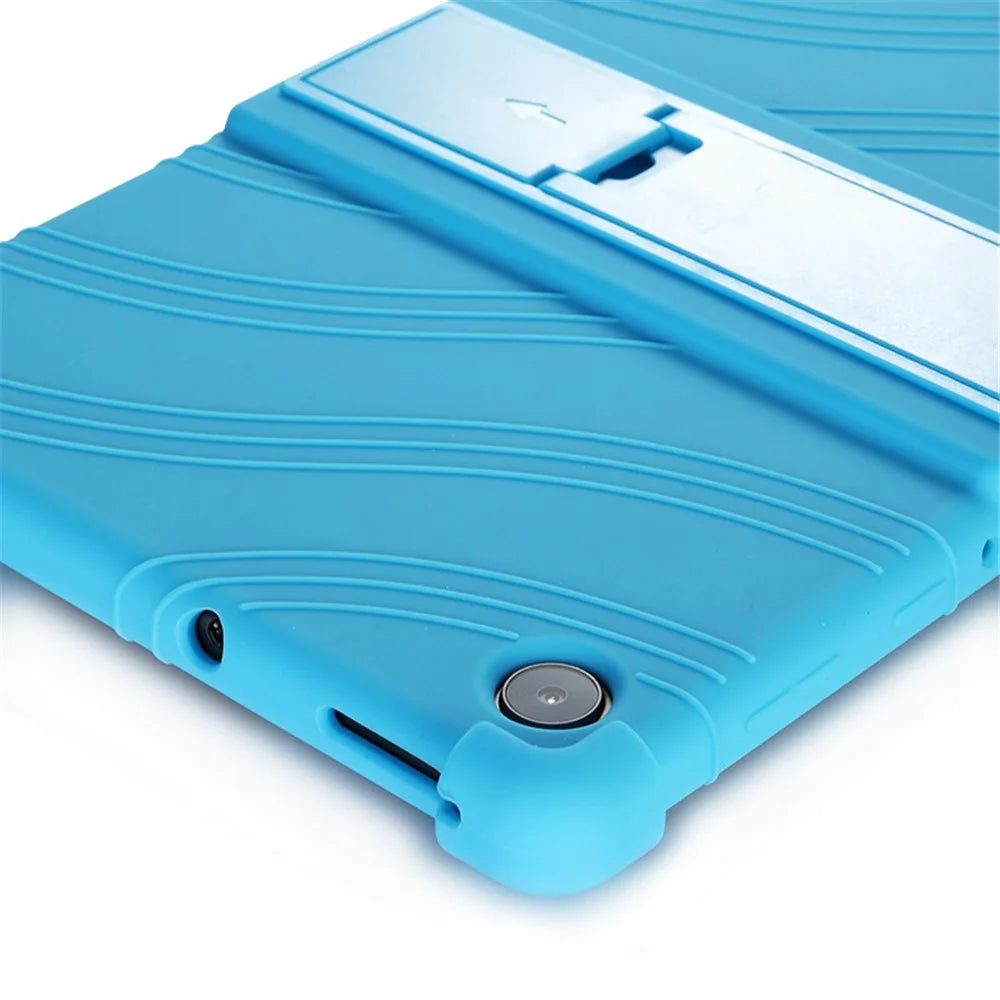 For Lenovo Tab M10 (Gen 3) TB-328FU / TB-328XU Silicone Shockproof Tablet Cover Corner Cushion PC Kickstand Anti-Slip Kids Friendly Protective Case - Sky Blue - 7