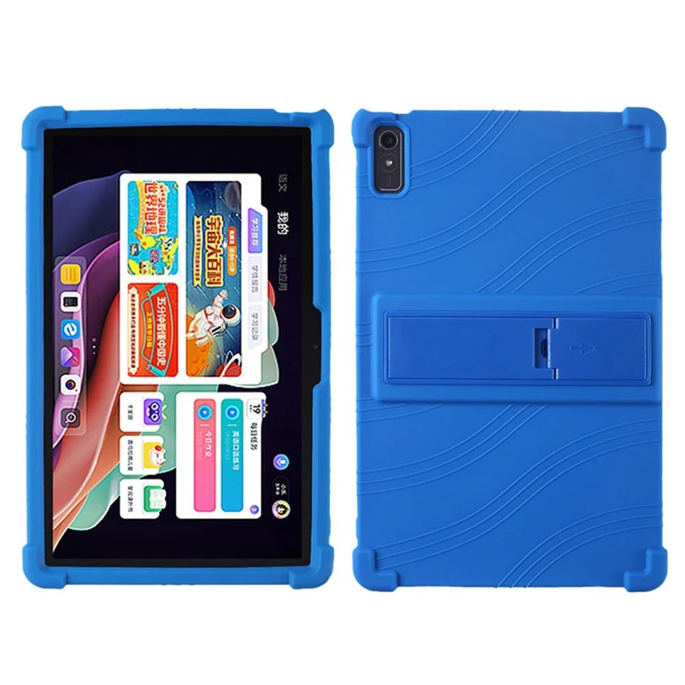 For Lenovo Tab P11 Gen 2 / Tab P11 2022 TB-350 Kickstand Tablet Case Soft Silicone Reinforced Four Corner Shockproof Cover - Dark Blue - 1