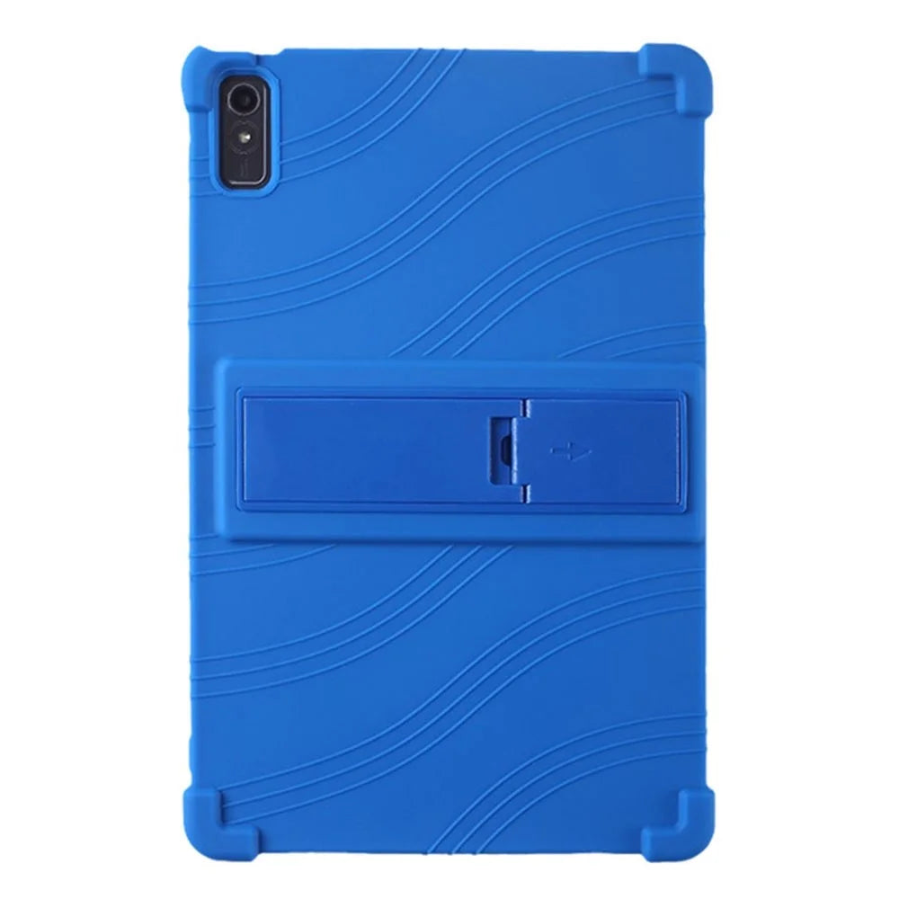 For Lenovo Tab P11 Gen 2 / Tab P11 2022 TB-350 Kickstand Tablet Case Soft Silicone Reinforced Four Corner Shockproof Cover - Dark Blue - 3