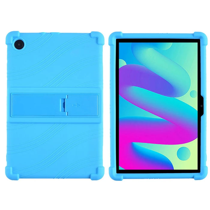 For TCL Tab 10L / Tab 10 HD 4G Soft Skin Silicone Protective Case Honey Comb Multi-Angle Kickstand Tablet Cover - Sky Blue - 1