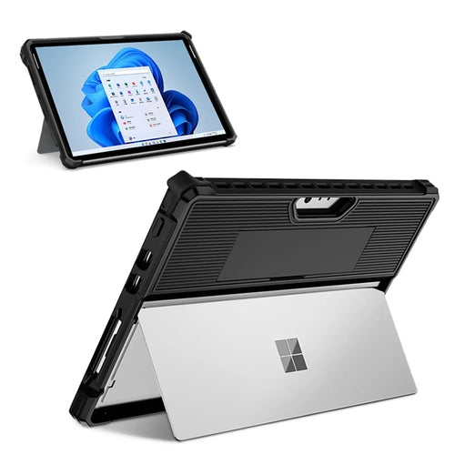 Shockproof Case for Microsoft Surface Pro 9 Hard PC Soft TPU Laptop Case Anti-Scratch Stripe Pattern Protective Cover - 1