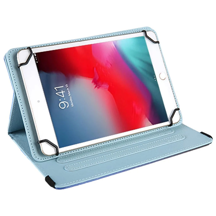 Rotating PU Leather Cover for 8-inch Tablet, Pattern Printing Elastic Band Folio Stand Protective Case with Card Slots - Blue Butterflies - 2