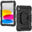 Shockproof Drop-Proof Tablet Case for iPad (2025) / 10.9 (2022) PC + Thickened Silicone Kickstand Cover with Hand Grip - All Black - 2