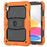 For iPad (2025) / 10.9 (2022) Silicone+PC Protective Case Kickstand Shockproof Tablet Cover with Shoulder Strap - Black / Orange - 2