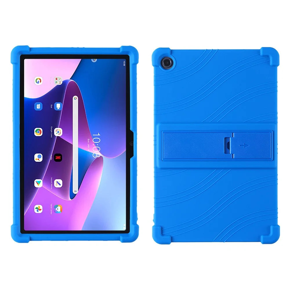 For Lenovo Tab M10 Plus (3rd Gen) / Xiaoxin Pad 2022 10.6 inch 125F / 128 Anti-collision Soft Silicone Tablet Protective Case Cover with Adjustable PC Kickstand - Dark Blue - 1