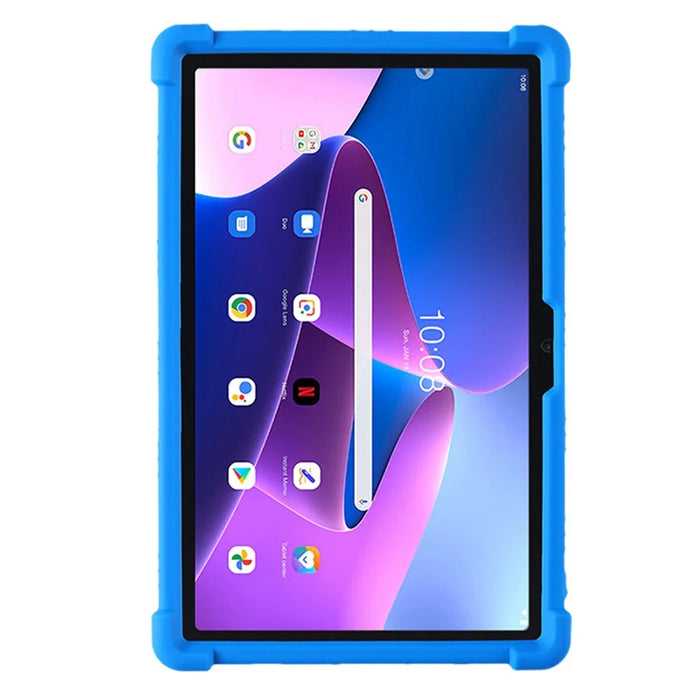 For Lenovo Tab M10 Plus (3rd Gen) / Xiaoxin Pad 2022 10.6 inch 125F / 128 Anti-collision Soft Silicone Tablet Protective Case Cover with Adjustable PC Kickstand - Dark Blue - 3