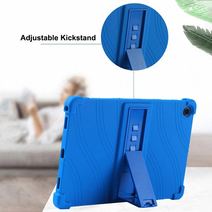 For Lenovo Tab M10 Plus (3rd Gen) / Xiaoxin Pad 2022 10.6 inch 125F / 128 Anti-collision Soft Silicone Tablet Protective Case Cover with Adjustable PC Kickstand - Dark Blue - 5