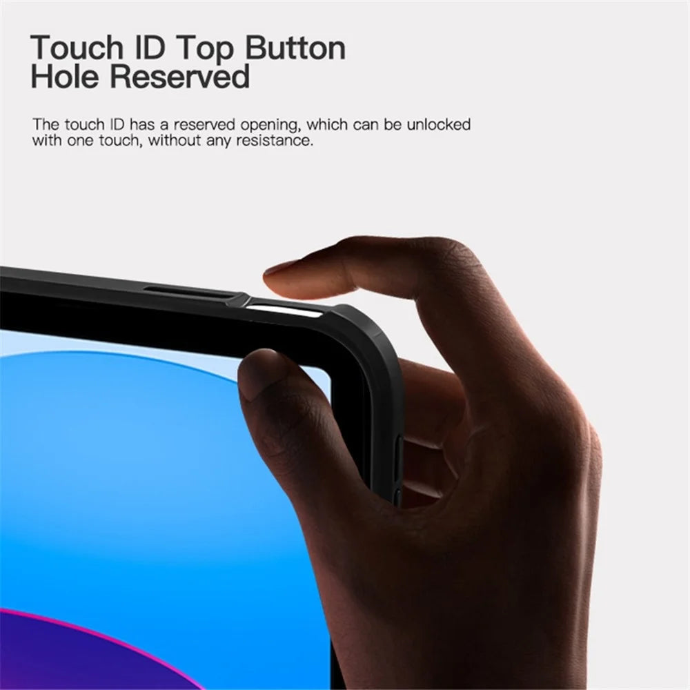 For iPad (2025) / 10.9 (2022) Four Corners Airbag Anti-Drop Tablet Cover Transparent Acrylic Back TPU Frame Case - Black - 6