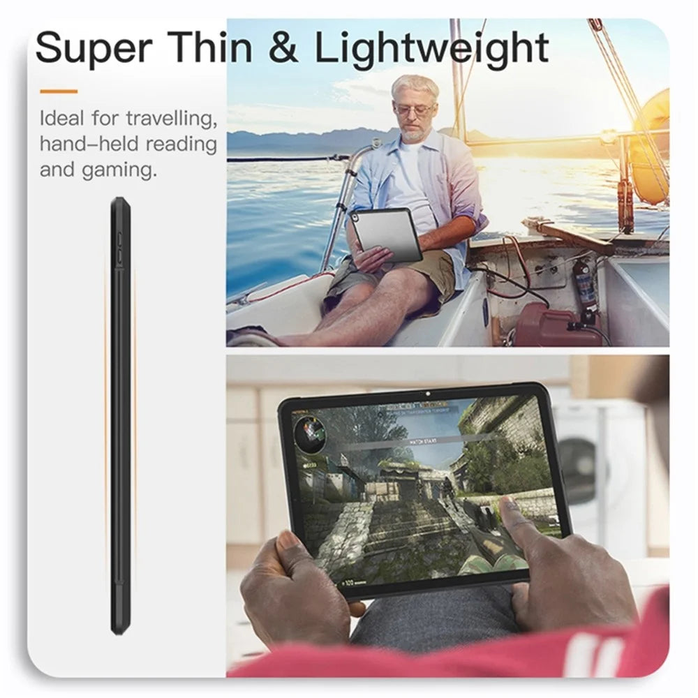 For iPad (2025) / 10.9 (2022) Four Corners Airbag Anti-Drop Tablet Cover Transparent Acrylic Back TPU Frame Case - Black - 7