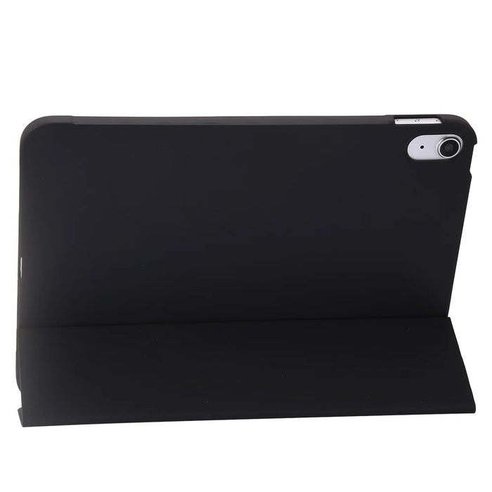 For iPad (2025) / 10.9 (2022) Three-Fold Stand PU Leather + Silicone Cover Tablet Anti-Drop Shockproof Case - Black - 2