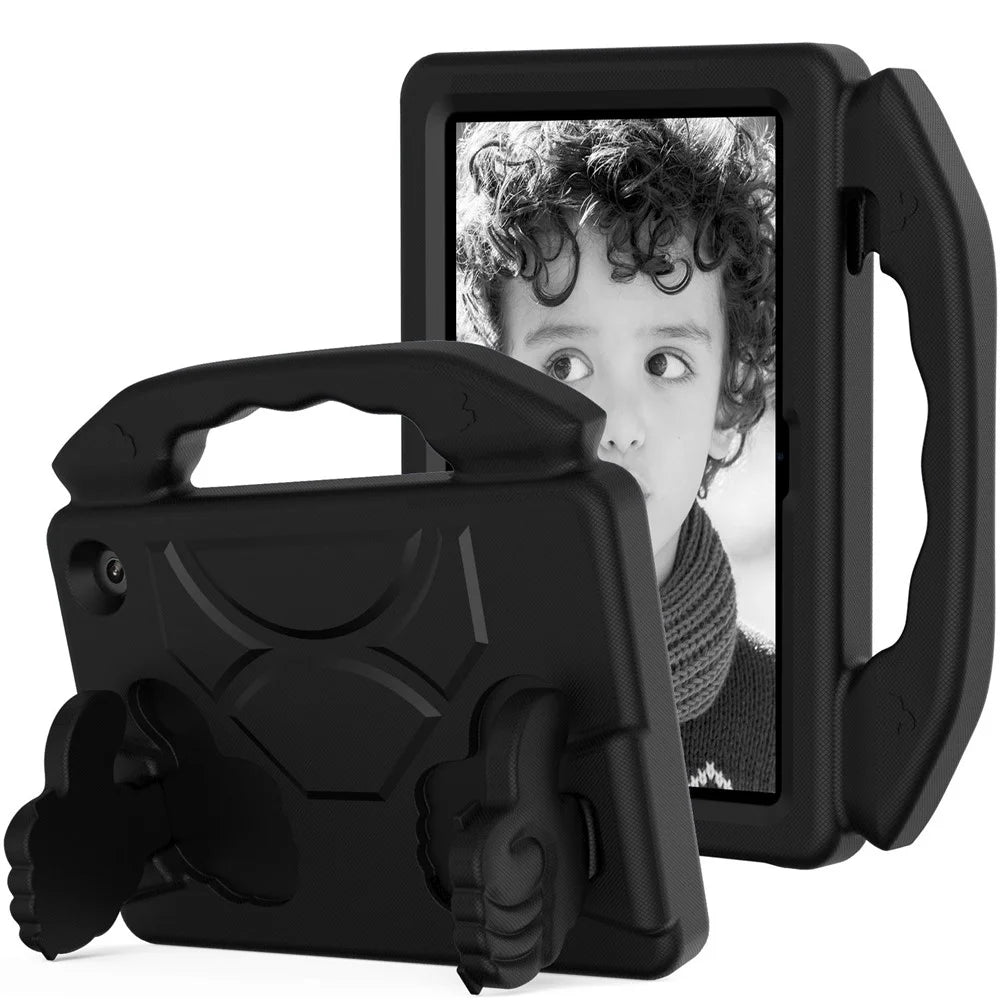 For Amazon Fire 7 (2022) Foldable Thumb Kickstand EVA Tablet Case Drop-proof Cover with Handle - Black - 1