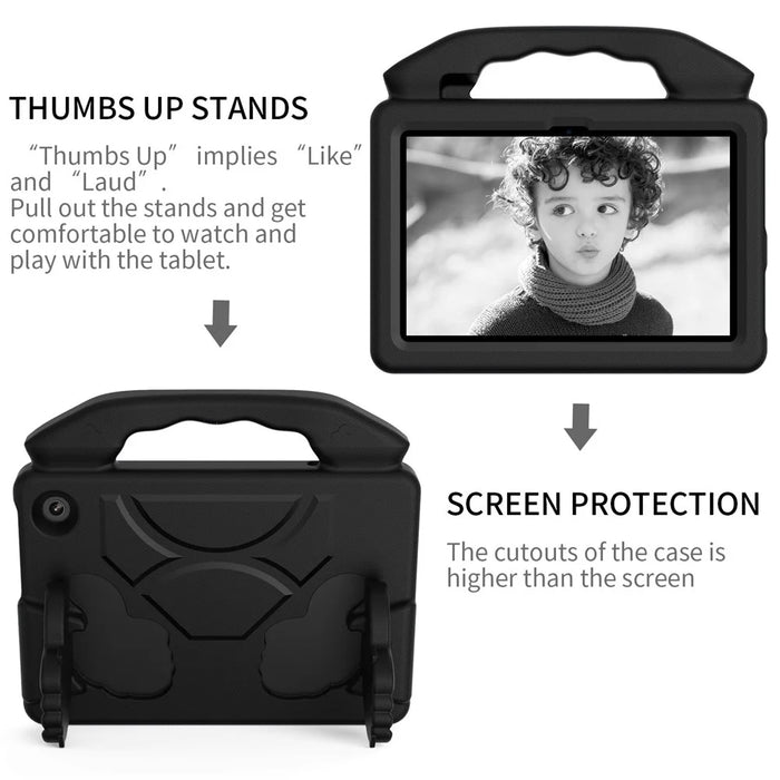 For Amazon Fire 7 (2022) Foldable Thumb Kickstand EVA Tablet Case Drop-proof Cover with Handle - Black - 4