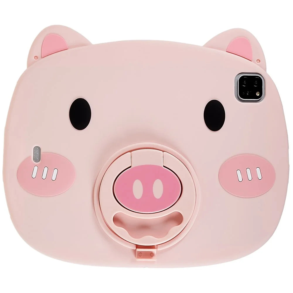 For iPad Pro 11 (2020) / (2021) / (2022) / iPad Air (2020) / (2022) Cute Piggy Soft Silicone Case PC Handle Kickstand Anti-Slip Tablet Cover - 2