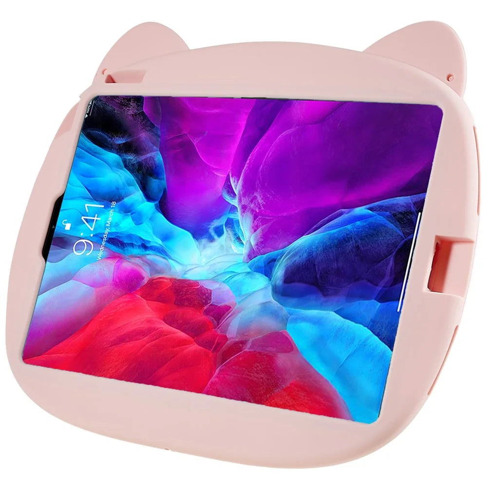 For iPad Pro 11 (2020) / (2021) / (2022) / iPad Air (2020) / (2022) Cute Piggy Soft Silicone Case PC Handle Kickstand Anti-Slip Tablet Cover - 4