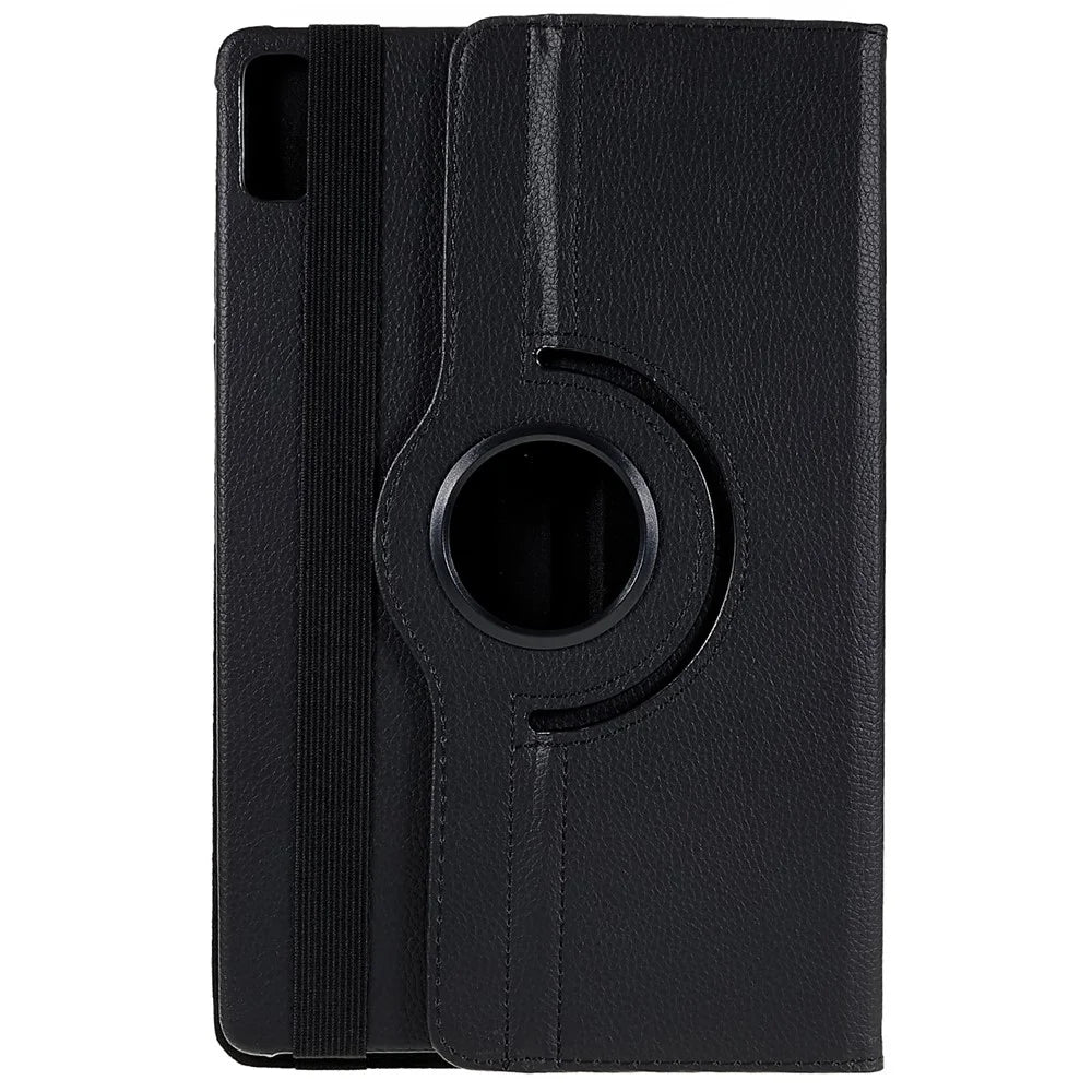 For Lenovo Tab P11 Gen 2 Rotary Tablet Case Stand PU Leather Drop-Proof Tablet Cover with Elastic Band - Black - 4