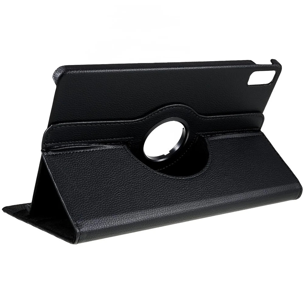 For Lenovo Tab P11 Gen 2 Rotary Tablet Case Stand PU Leather Drop-Proof Tablet Cover with Elastic Band - Black - 7