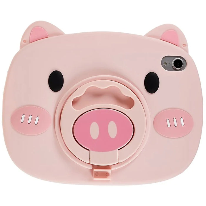 For iPad mini (2024) / mini (2021) Cute Piggy Cartoon Soft Silicone Case Shockproof Handle Kickstand Anti-Slip Tablet Cover - 2