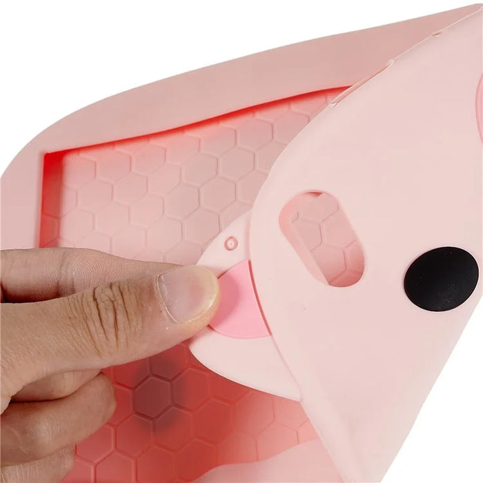 For iPad mini (2024) / mini (2021) Cute Piggy Cartoon Soft Silicone Case Shockproof Handle Kickstand Anti-Slip Tablet Cover - 5