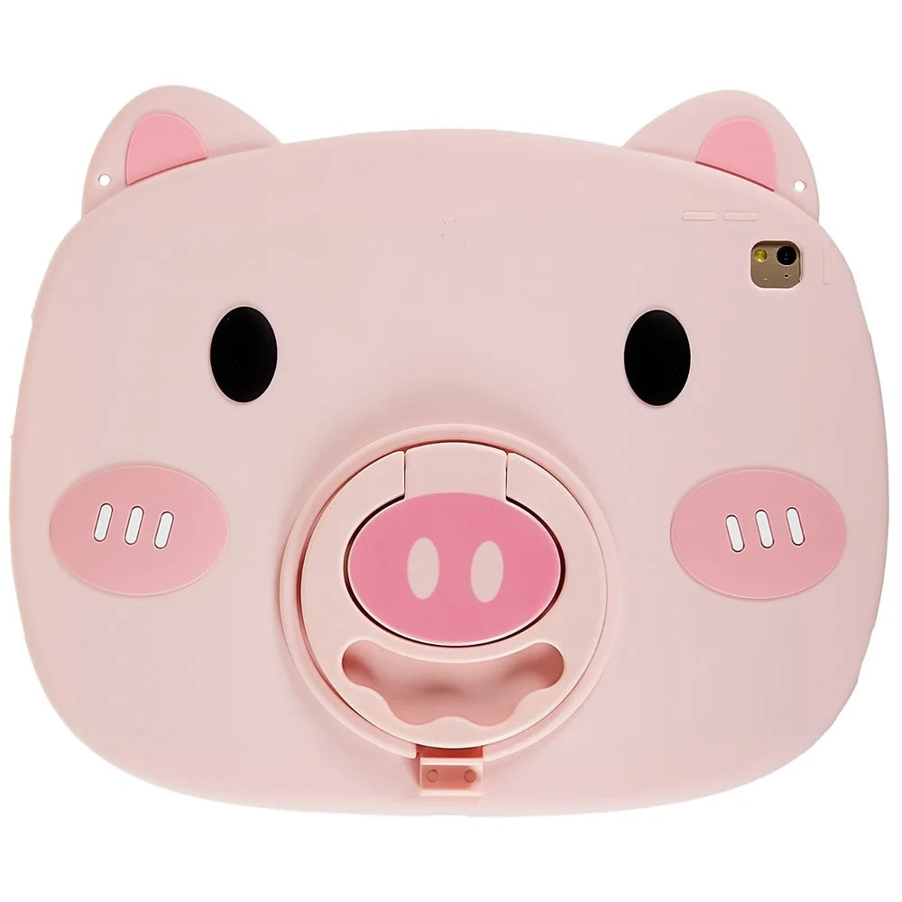 For iPad Air (2013) / Air 2 / iPad 9.7-inch (2017) / (2018) Cartoon Piggy Cover Soft Silicone Shock-Absorption Tablet Case with Handle Kickstand - 2