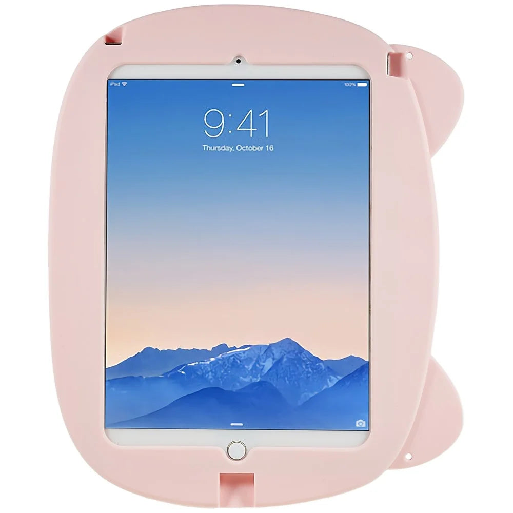 For iPad Air (2013) / Air 2 / iPad 9.7-inch (2017) / (2018) Cartoon Piggy Cover Soft Silicone Shock-Absorption Tablet Case with Handle Kickstand - 3