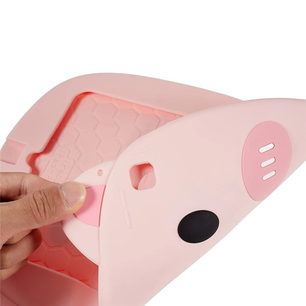 For iPad Air (2013) / Air 2 / iPad 9.7-inch (2017) / (2018) Cartoon Piggy Cover Soft Silicone Shock-Absorption Tablet Case with Handle Kickstand - 5