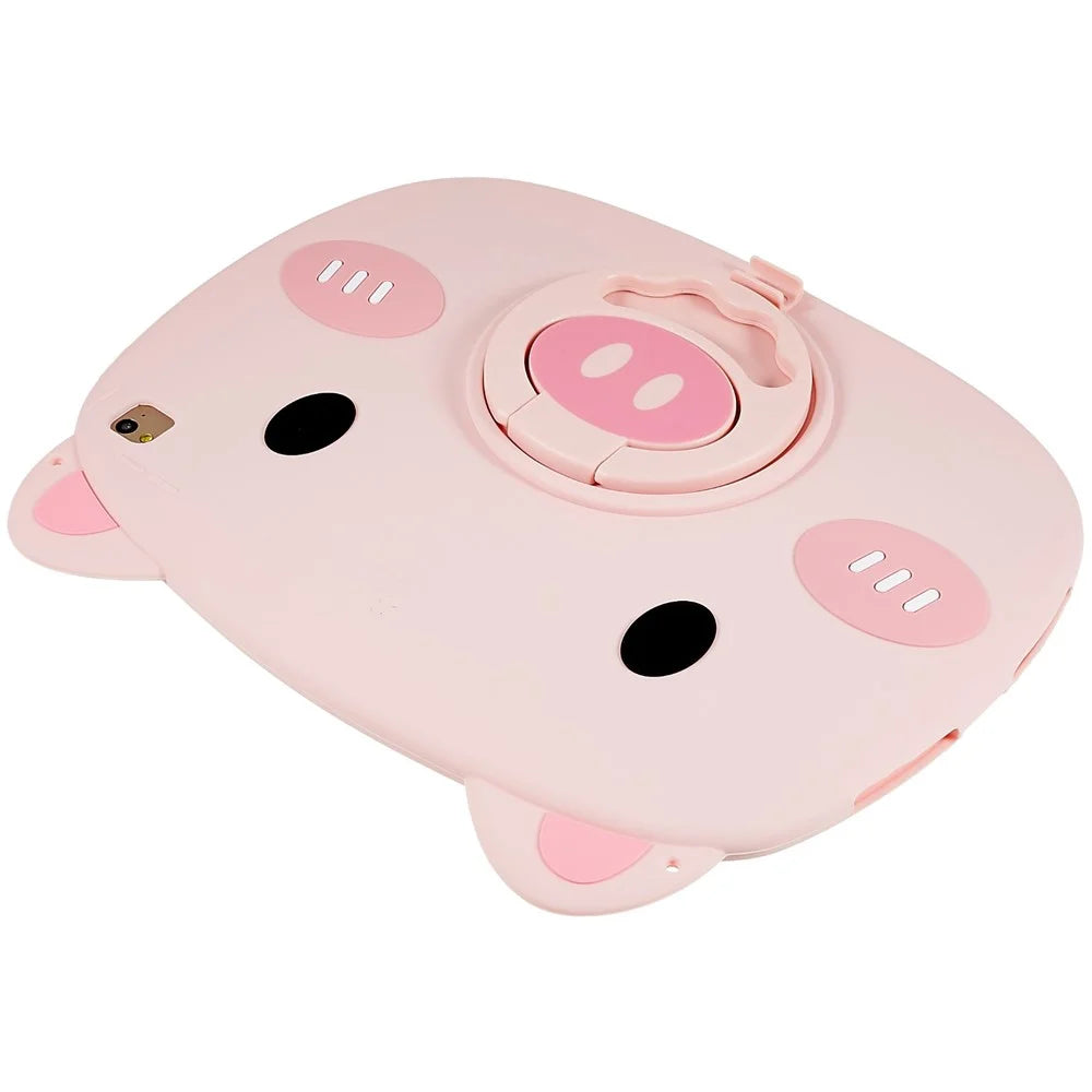 For iPad Air (2013) / Air 2 / iPad 9.7-inch (2017) / (2018) Cartoon Piggy Cover Soft Silicone Shock-Absorption Tablet Case with Handle Kickstand - 6